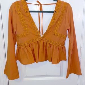 Burnt yellow cropped blouse